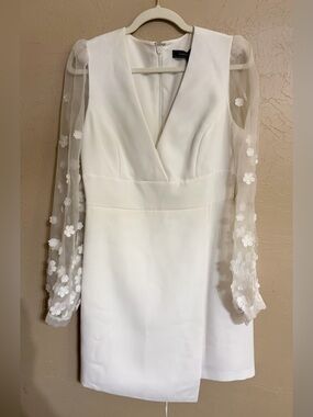 NWT BCBGMAXAZRIA Emery Organza Sleeve Dress in white sz 6